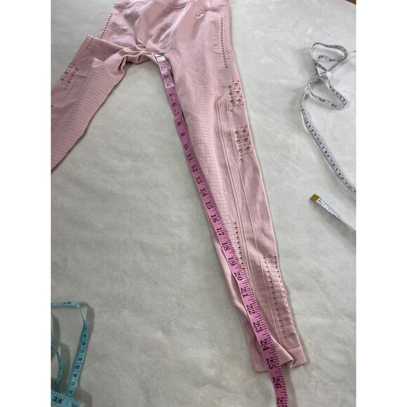 GymShark Leggings Energy Seamless Laser Cut High Rise Pastel Pink Women's XS - Picture 6 of 6